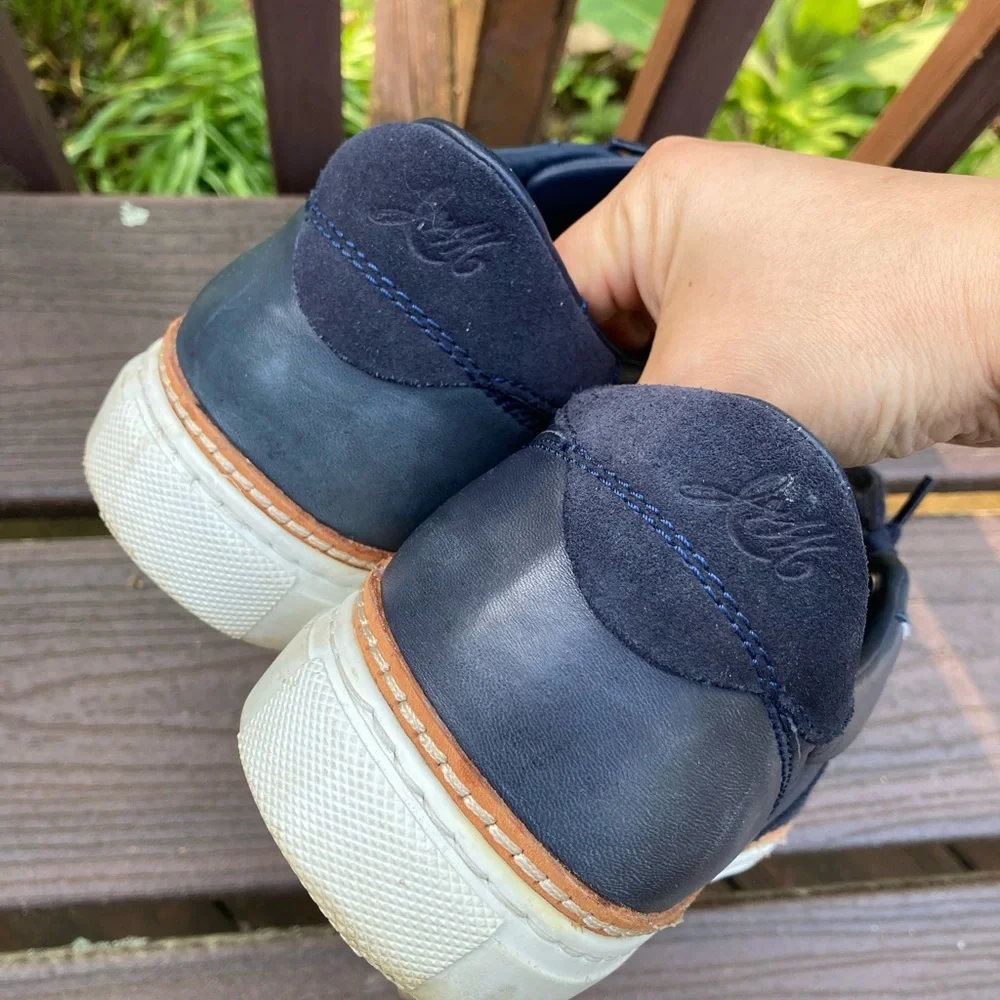 Johnston & Murphy Mens Casey U-Throat Navy Sheepskin/English Suede Sneakers 10M - Picture 7 of 11